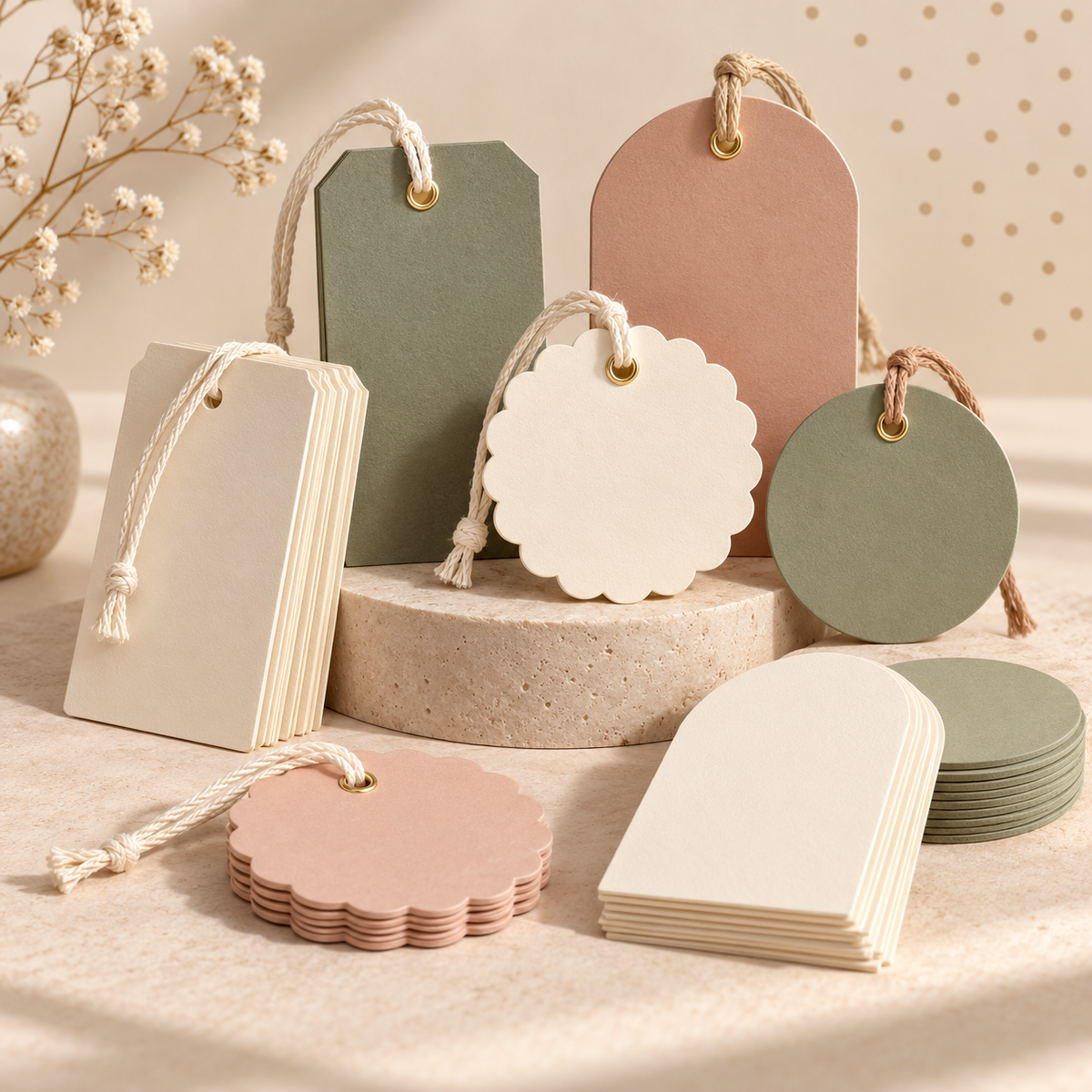 Elegant Pastel Gift Tags with Strings