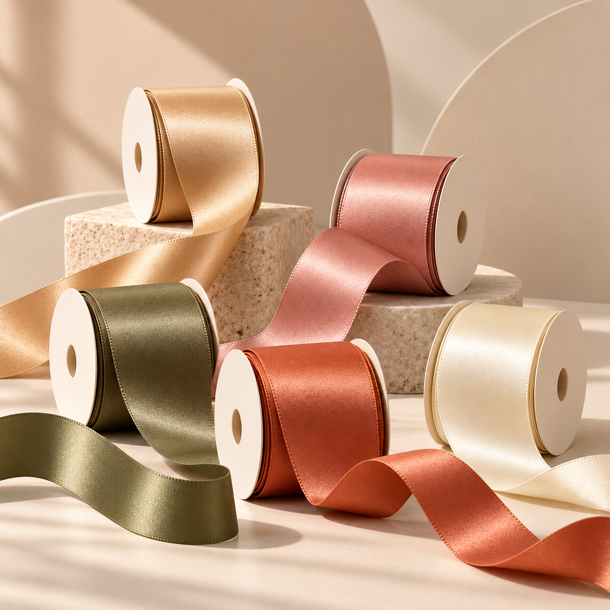Elegant Satin Gift Wrapping Ribbon Rolls