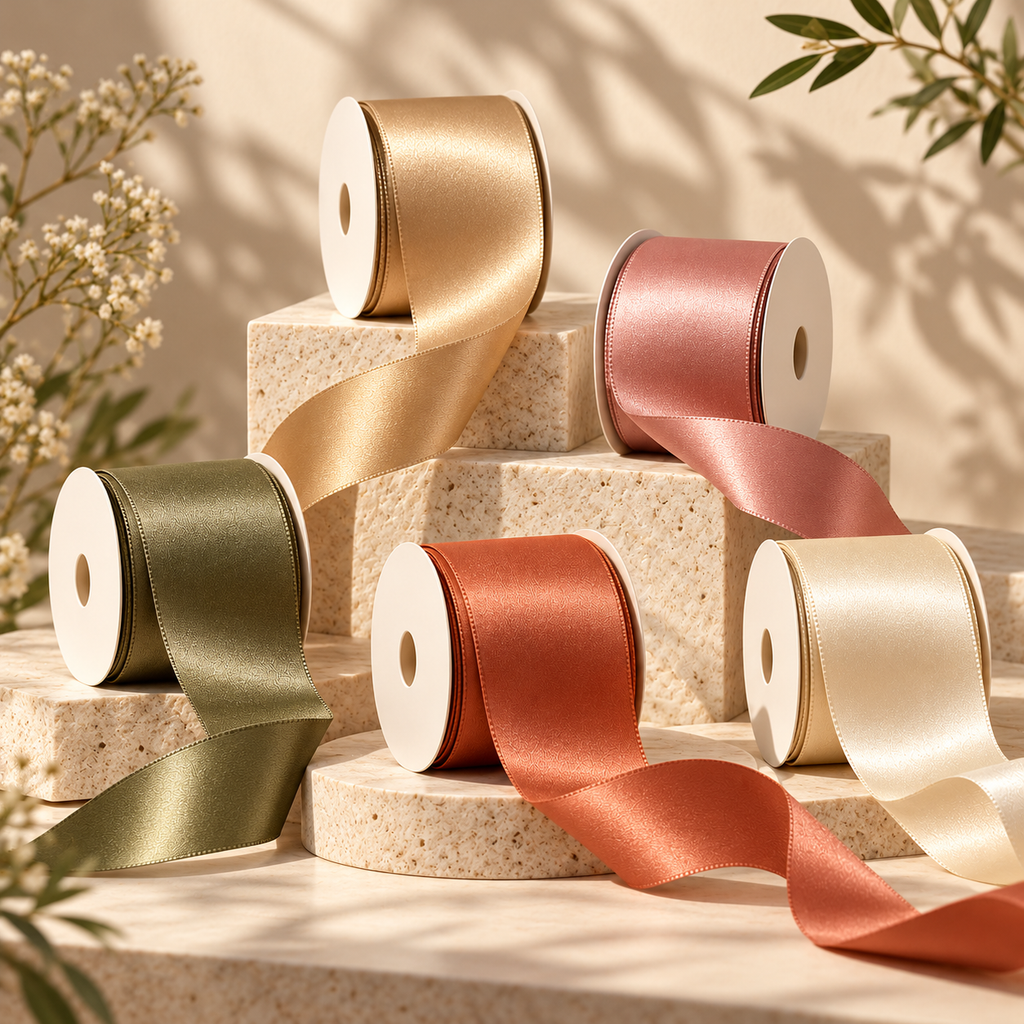 Elegant Satin Gift Wrapping Ribbon Rolls