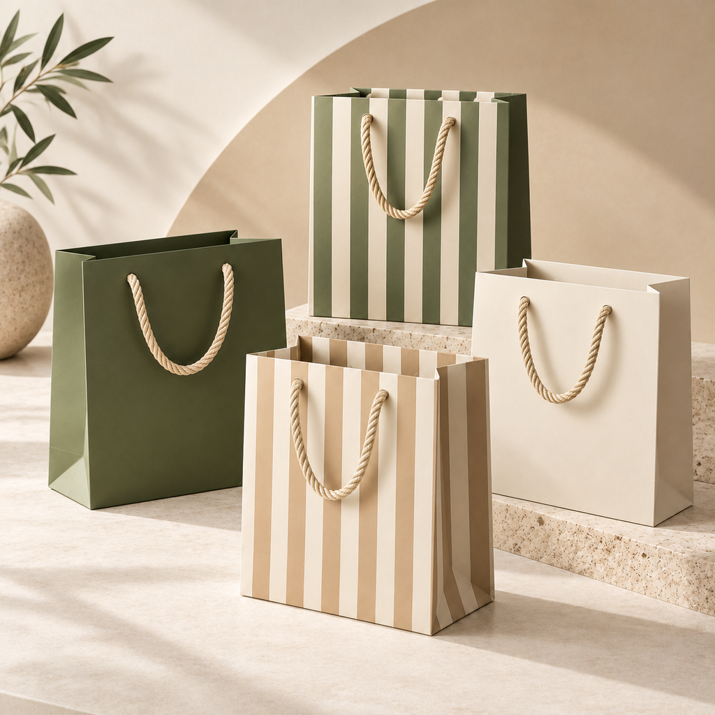 Elegant Striped Gift Bags with Rope Handles