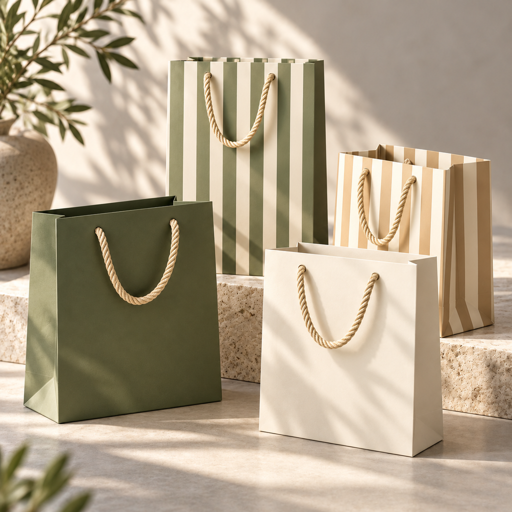 Elegant Striped Gift Bags with Rope Handles