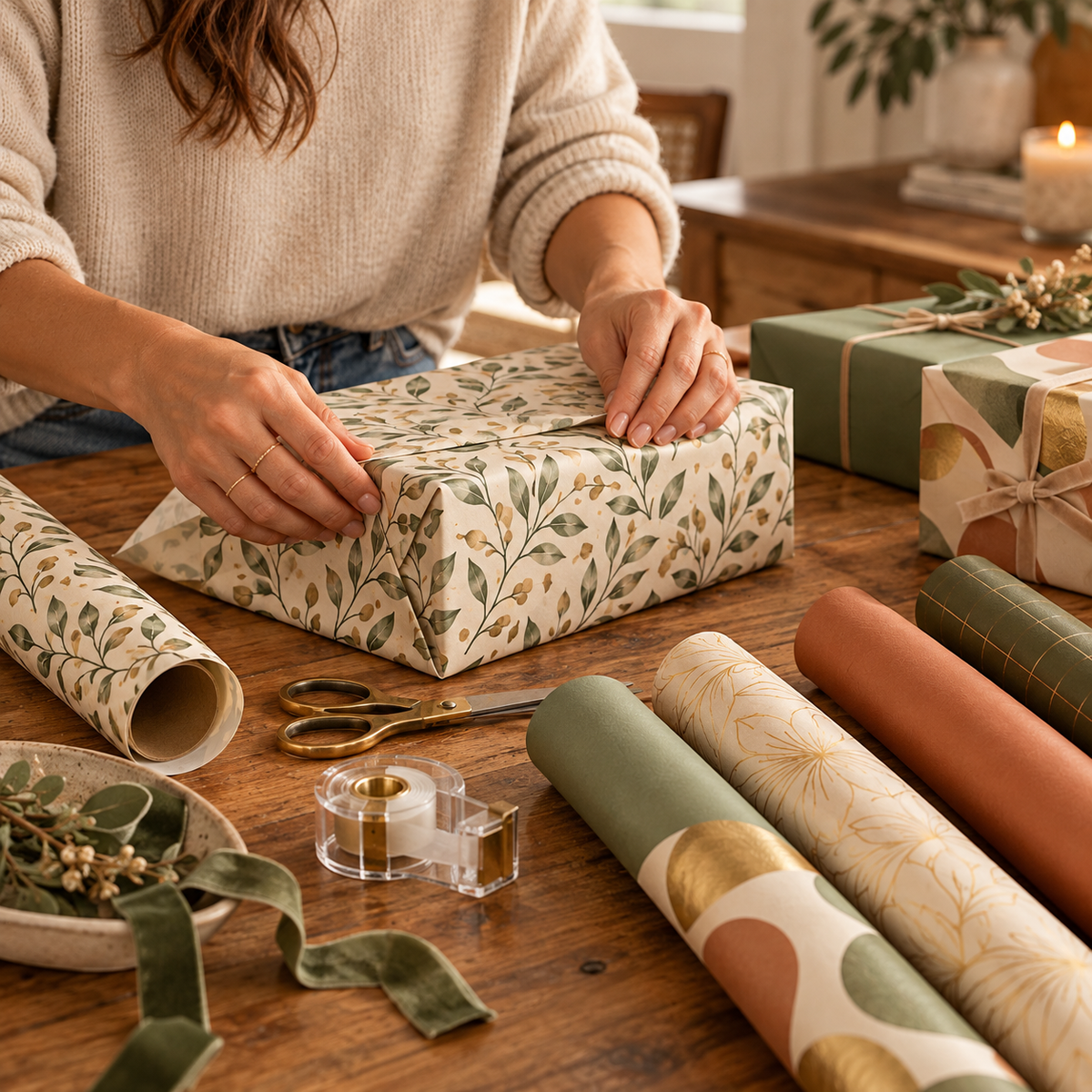 Elegant Botanical Gift Wrapping Paper Rolls
