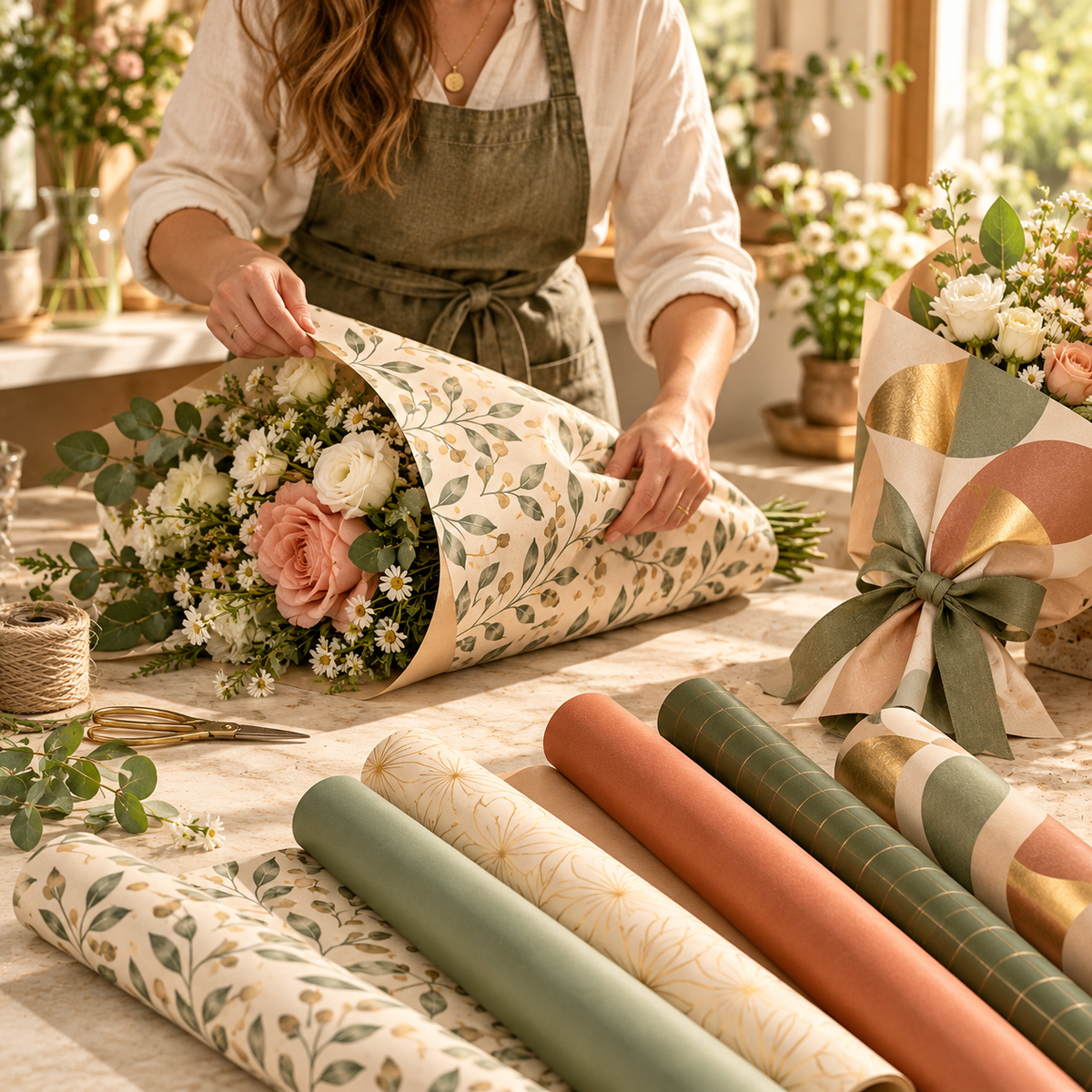 Elegant Botanical Gift Wrapping Paper Rolls