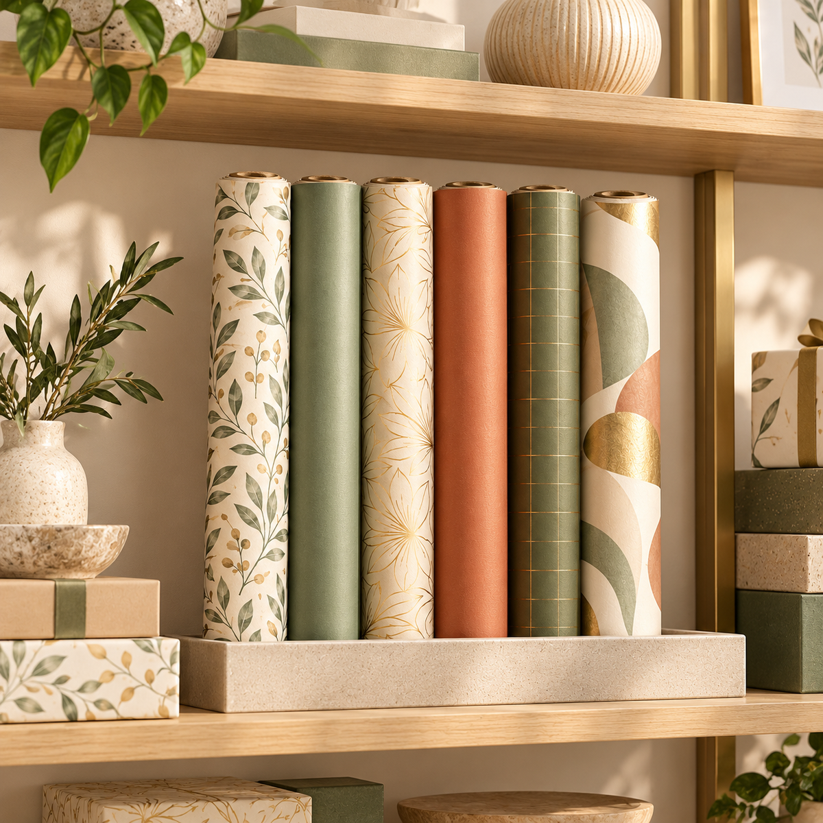 Elegant Botanical Gift Wrapping Paper Rolls