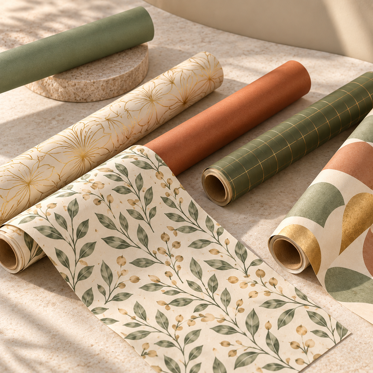 Elegant Botanical Gift Wrapping Paper Rolls