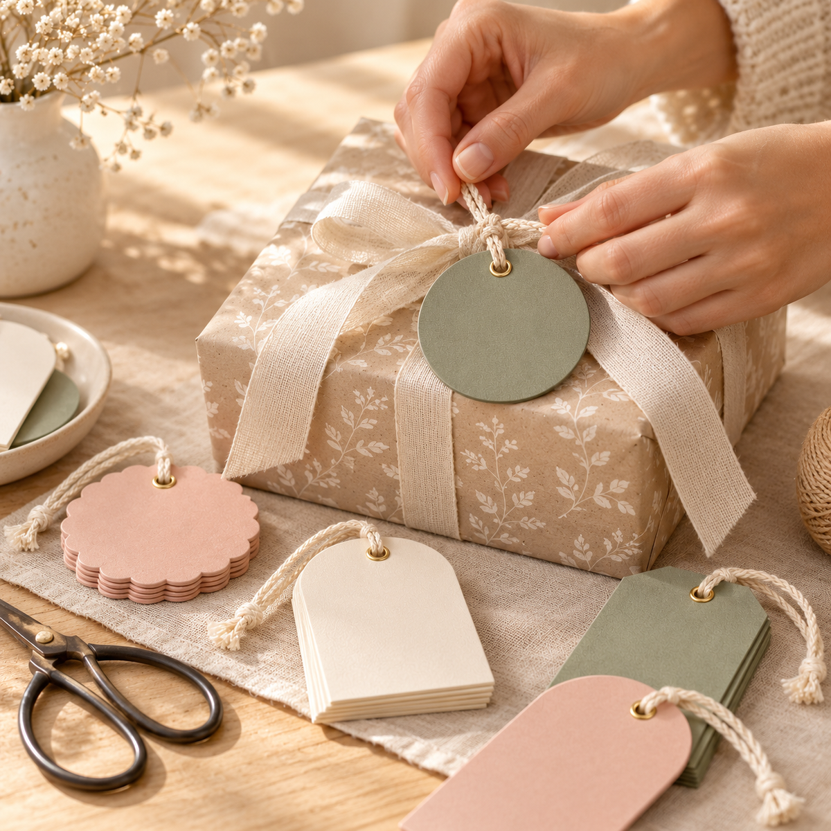 Elegant Pastel Gift Tags with Strings