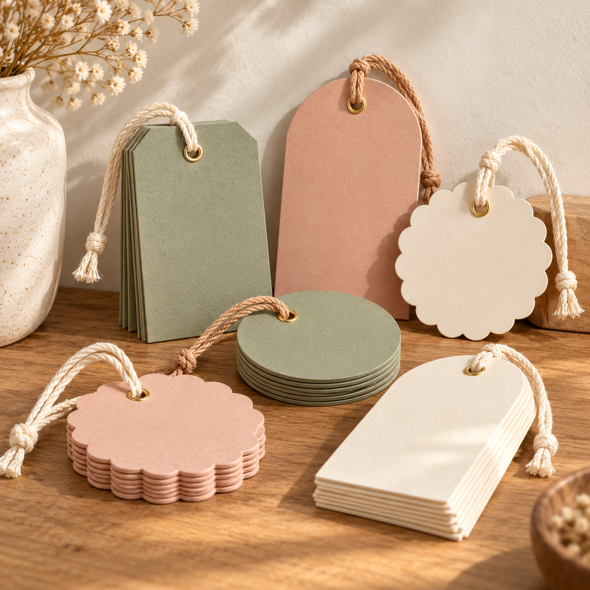 Elegant Pastel Gift Tags with Strings