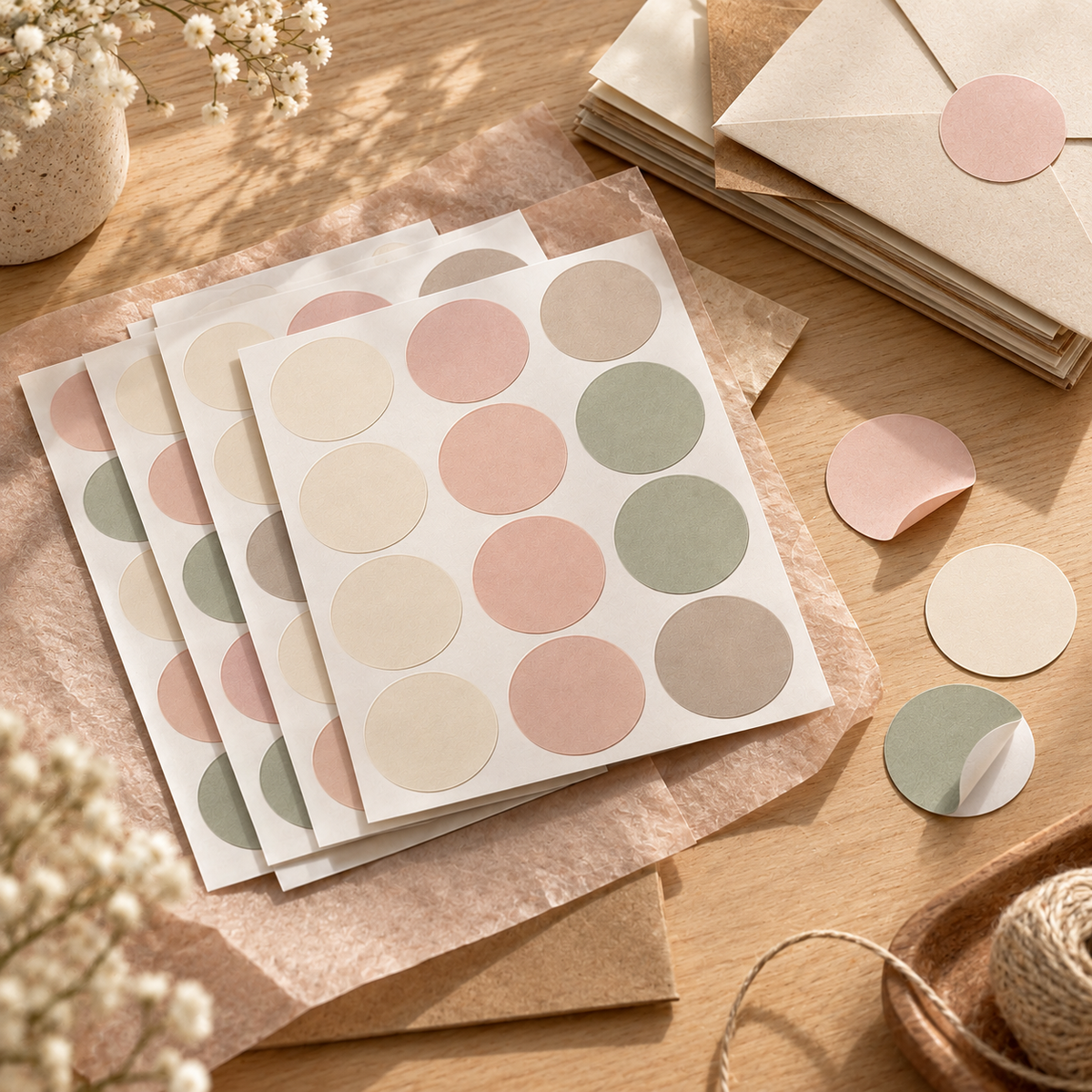 Soft Pastel Round Gift Sealing Stickers